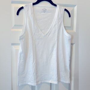 J. Crew White Slub Cotton V-neck Tank Top